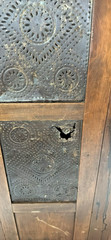 Antique Pie Safe Cabinet With Distinctive Design Stamped In Metal
