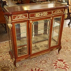 19th Century French Louis XVI Style Mahogany Bronze Mounted Cabinet Vitrine