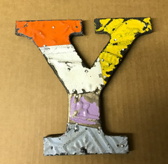Decorative Salvaged Tin Ceiling 8″ Patchwork Mix Color Letter Y Metal 170-26B