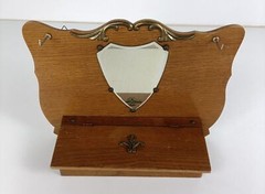 small hanging Cabinet for keys Hallway Coat rack Wood Antique Shaving Combs Cabi