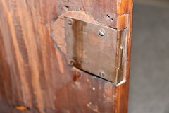 Fine Antique 1780s Italian Burled Walnut Primitive Corner Cabinet Rustic Lock