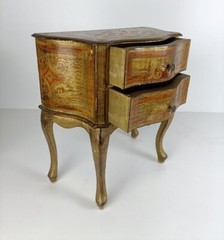 Florentine Nightstand End Table Hall Cabinet Chest of Drawers Gold Gilded Mid Ce