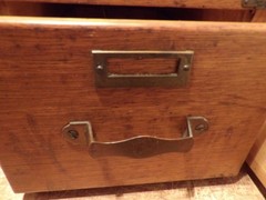 VINTAGE INDUSTRIAL 2 DRAWER WOOD/BRASS REMINGTON RAND Library File Cabinet