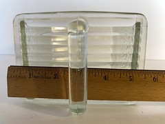 Rare Antique Vintage Large Original Poncet Glass Dry Scoop for Hoosier Cabinet