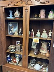 Antique Tall Double Door Oak Hutch Cabinet 7ft tall 53inch wide