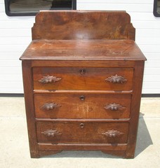 Rare Antique Ohio Chest Washstand Buckeye Handles Dry Sink 3 Locking Drawers