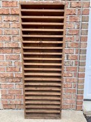 Vintage 55.5” Mail Letter Sorting Cubby Office Printers Wood Cabinet