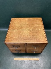 Antique Wagemaker Dovetailed Quarter Sawn Oak 4 Drawer Library Card Cabinet