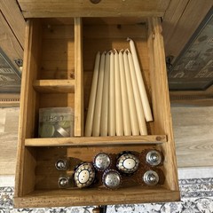 Hand Painted England Cabinet With Hutch 5 Drawers Skeleton Keys