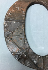 Decorative Salvage Tin Ceiling 12″ Patchwork RUST Metal VTG Number 0 Old 229-25B