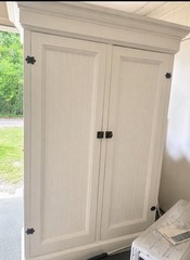 Huge Antique Painted Heart? Pine Bead Board Cupboard Armoire