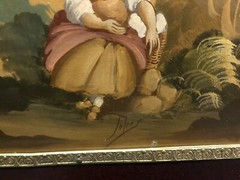 Antique 18th Century Curio Vitrine Wood Cabinet Hand Painted Signed Marina 1893
