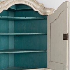 Antique White Painted Corner Cabinet Cupboard, Sweden circa 1840-60