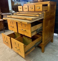 Antique American Quarter-Sawn Oak Stacking Flat File Drawer File Cabinet 1915