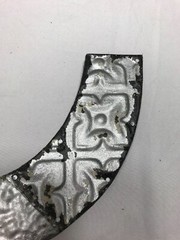 Decorative Salvaged Tin Ceiling 17″ Patchwork Silver Metal Letter C Old 1628-23B