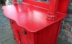 Vintage Victorian Grannie Upscale WOW Red Urban BOHO CHIC Buffet Mirror Dresser