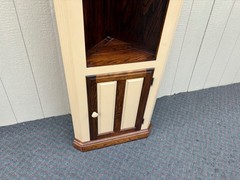 67870 Tall Rustic Corner Cabinet with Dual Tone Finish and Shelves