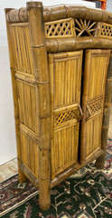 vintage handmade bamboo cabinet 72″ high Sunburst design crown