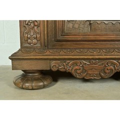 Antique Danish Renaissance Revival Carved Oak Bar Cabinet, Circa 1890s