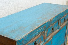 Charming Vintage Cerulean Asian Sideboard