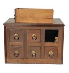 Antique Victorian Walnut Apothecary Spool Cabinet with Six Drawers