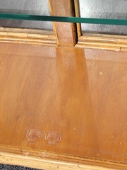 Vintage 1950s Vertically Stacked Bamboo Lowboy Display Cabinet w Two Shelves
