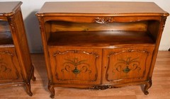 1910s Antique PAIR of French Louis XV Satinwood cabinets / Credenzas / Bookcases
