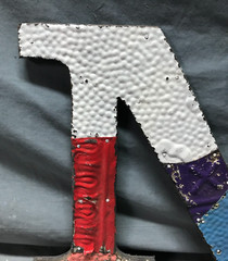 Decorative Salvaged Tin Ceiling 12″ Patchwork Mix Color Letter N Metal 359-25B