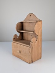 Rustic Pine Wood Cutlery Wall Furniture with Drawer, 1950s