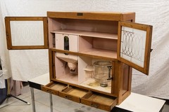 Vintage Hoosier Cabinet – Top Only – Etched Glass And Oak – Greencastle, Indiana