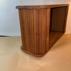 Vintage Mid Century Brookstone Teak Tambour Door Wall Mount Cabinet