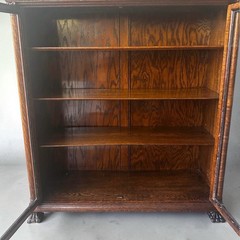 Antique Victorian Quarter Sawn Oak Library Cabinet