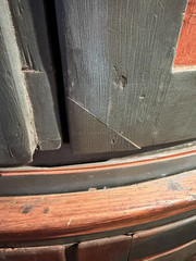 19th Century European Paint Decorated Two Part Bow Front Corner Cupboard