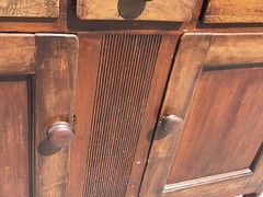 antique sheraton dutch cupboard step back cabinet 2pc softwood country farm