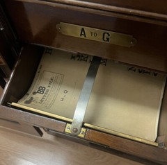 Rare Antique Mahogany Letter File Cabinet Brower Bros 10 Drawer 26” Brass Labe