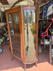antique vintage curved glass curio cabinet