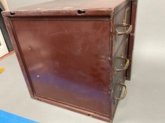 Antique Utility 3 Drawers Card File Cabinet Metal Wood Grain Allsteel Co.