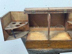 Antique Oak Apothecary Doctor travel cabinet with equipment 1890 medical
