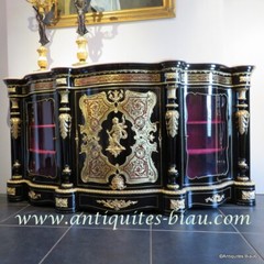 stamped MILLET Impressive french credenza 3 doors in marquetry Boulle 19th