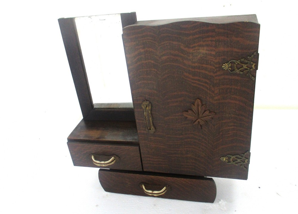 Art Deco Kitchen Apothecary Medicine Wall Bathroom Cabinet Wood Mirror 1920s