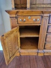 Vintage Oak China hutch cabinet by Hickory Chair Co. Custom built & finish