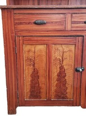 American Stepback CUPBOARD, Hutch, c1875, Ohio, Bold Grain-Painted, 86″t, 56″w