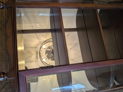 Antique 1940s Ferguson 7843 Mahogany Curved Glass Mirror Curio Case Wall Cabinet