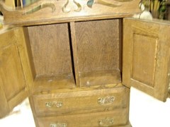 Vintage Oak Sugar Chest with Pierced Crown #1644