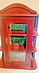 Vtg Wood & Glass Door Display Curio Louis XV Cabinet Cherry Mahogany 20″x13″x5″