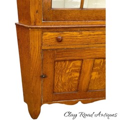 Antique Farm house Paint decorated folk corner cupboard PA 1850s country clean