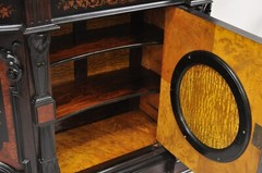 Victorian Ebonized Rosewood Figural Carved Parlor Cabinet attr. Pottier & Stymus