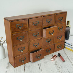 16-Drawer Vintage Apothecary Cabinet – Wooden Organizer for Herbs & More
