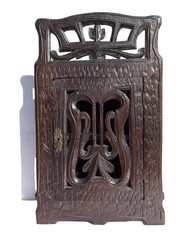RARE ANTIQUE CARVED WOODEN WALL CABINET BLACK FOREST GERMANY ORIGINAL KEY CABINE