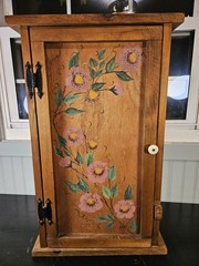 Vintage Wooden Cupboard Cabinet Hand Painted Floral Bathroom Storage